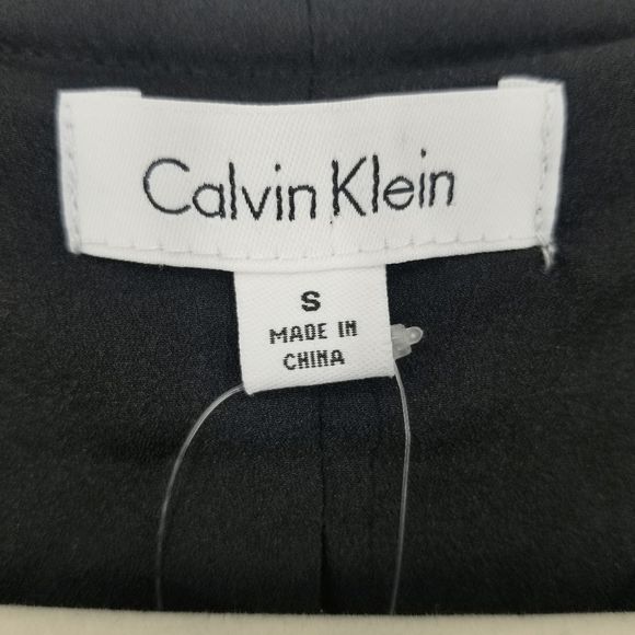 Calvin Klein Faux Fur Knit Vest S Open Front Long Length Black NEW - Picture 4 of 8